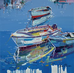 Calm at Sea IV by Santana - Original Painting on Box Canvas sized 20x20 inches. Available from Whitewall Galleries